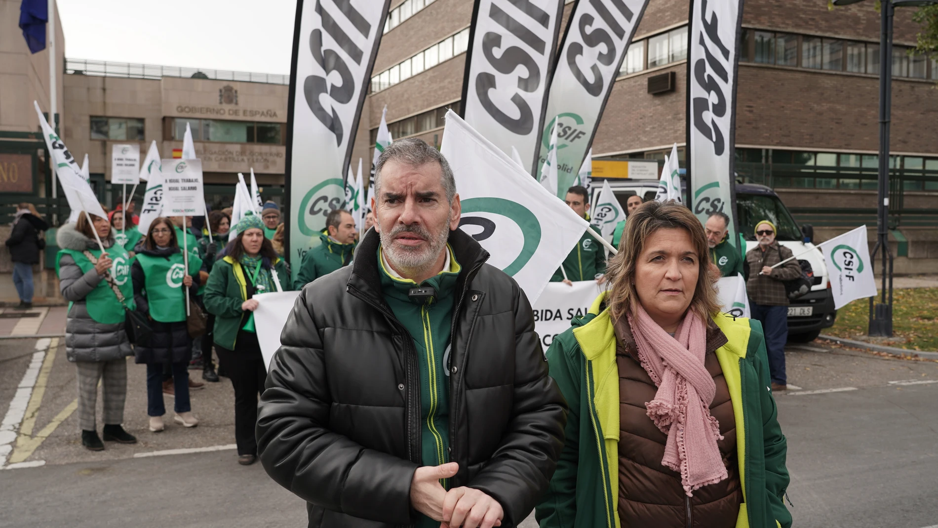 El presidente de CSIF Castilla y León, Benajmín Castro, en la protesta de Valladolid