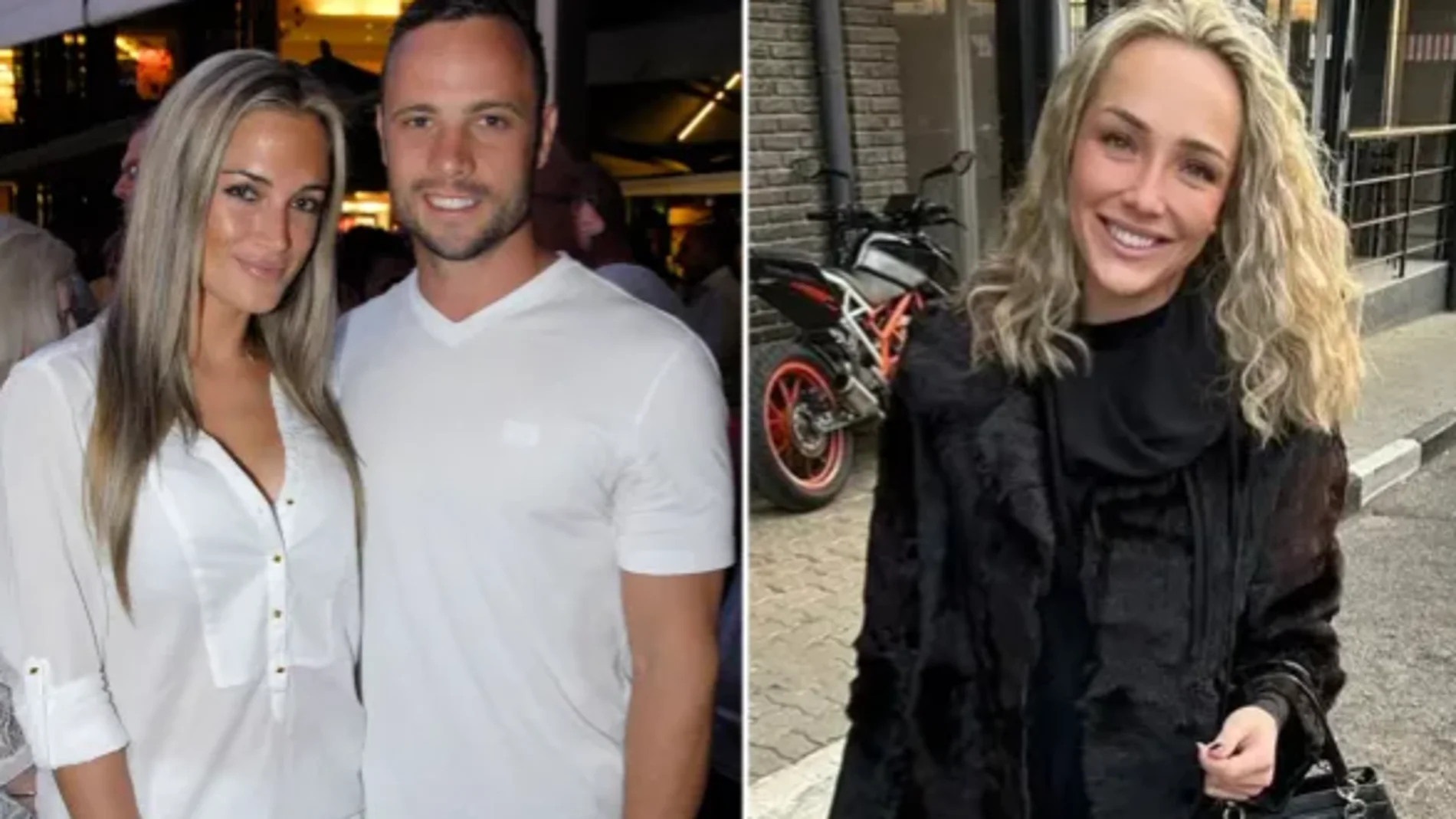 Oscar con su novia asesinada Reeva (izquierda) y su nuevo amor Rita (derecha)