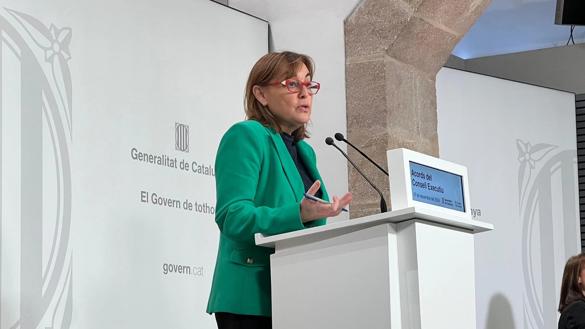 La consellera de Territorio, Vivienda y Transición Ecológica y portavoz de la Generalitat, Sílvia Paneque, en una rueda de prensa tras la reunión del Consell Executiu EUROPA PRESS 17/12/2024
