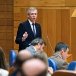 Rueda, hoy, en el Parlamento. 