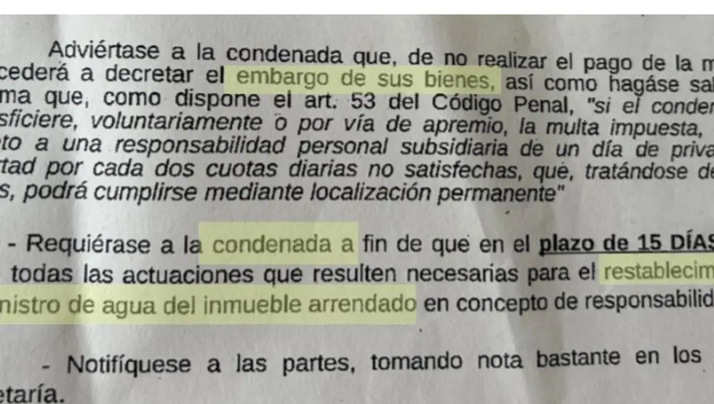 Sentencia agua