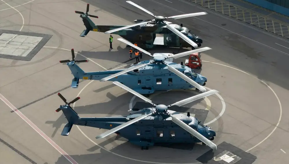 Los tres helicópteros NH90 de la Armada, el Ejército del Aire y el Ejército de Tierra