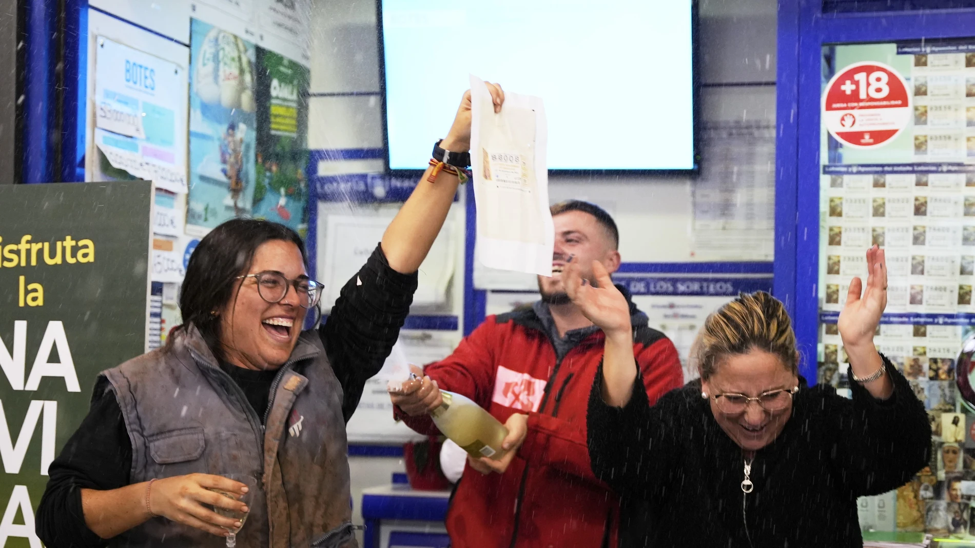 Celebración tras el sorteo del Gordo de Navidad