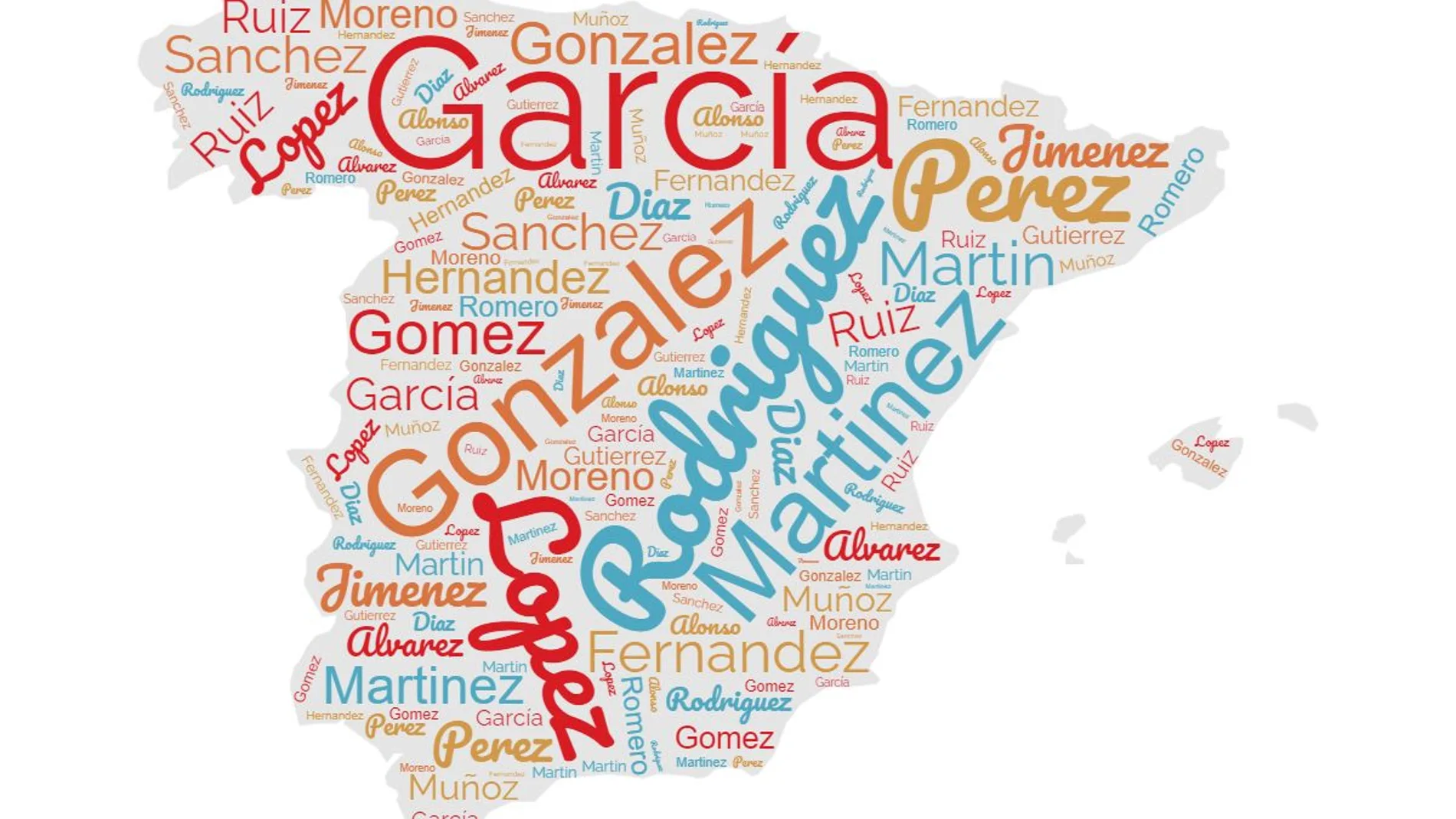 Mapa de España, apellidos.