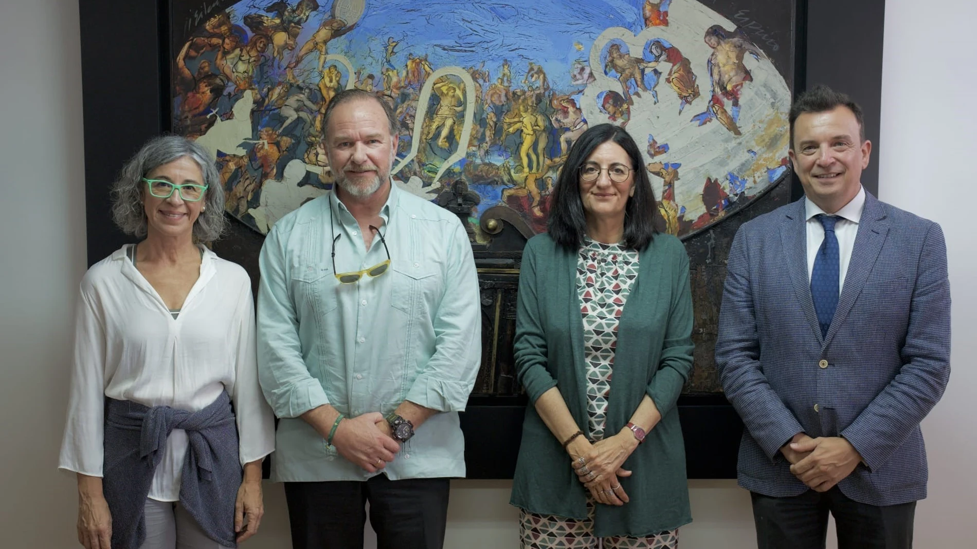 El presidente de Caja Rural del Sur, José Luis García-Palacios Álvarez, junto a representantes universitarios