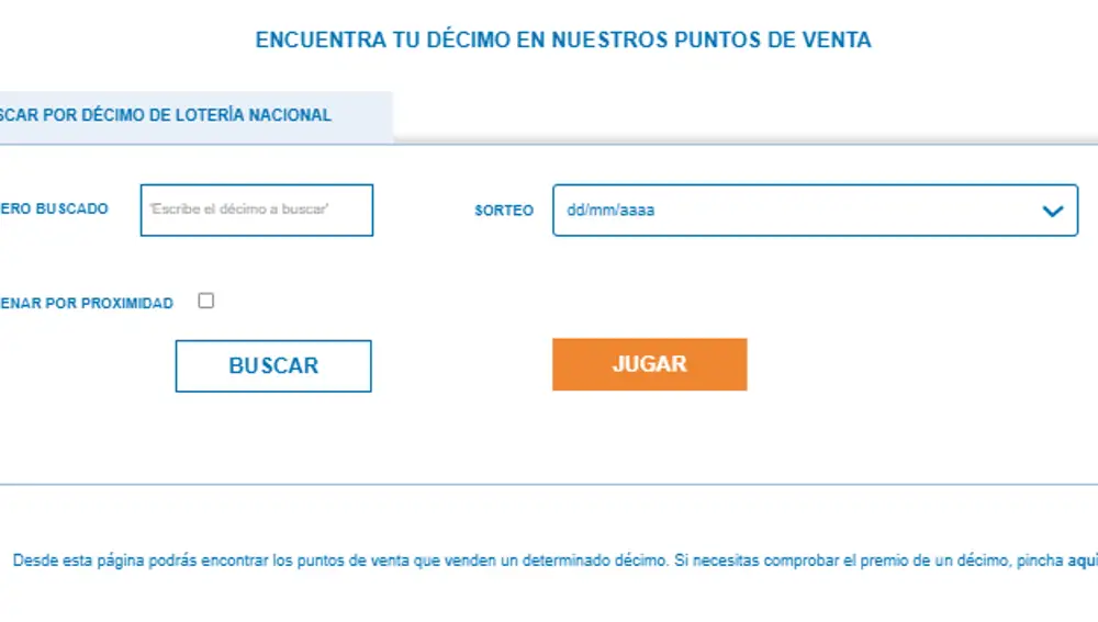 Buscador de décimos de la lotería