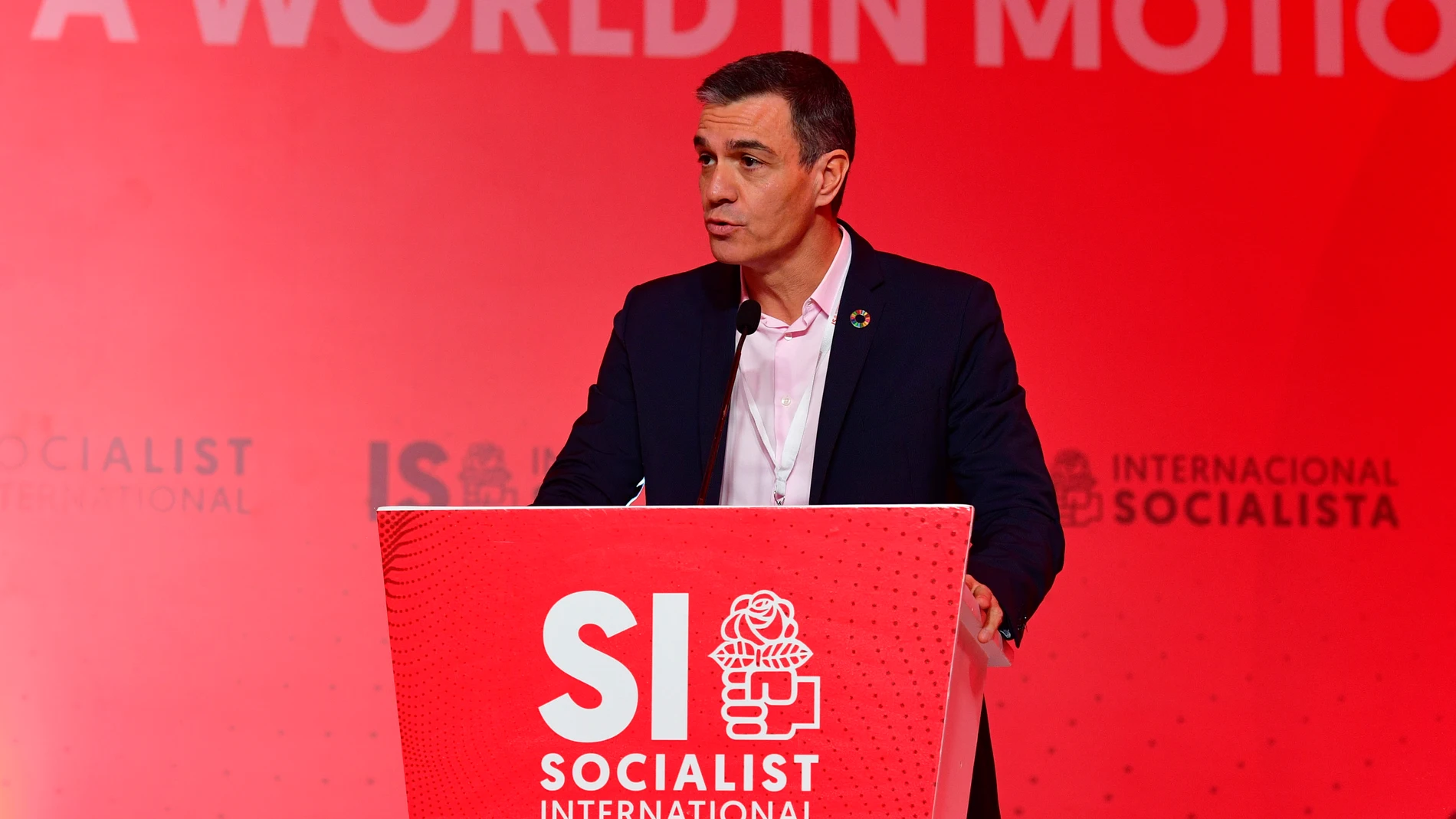 Rabat (Morocco), 21/12/2024.- Pedro Sanchez, Spanish Premier and Secretary-General of the Spanish Socialist Workers' Party (PSOE), delivers a speech during the Socialist International Africa Committee Meeting at Hotel Sofitel in Rabat, Morocco, 21 December 2024. The meeting is taking place from 20 to 22 December 2024. (Marruecos, España) EFE/EPA/JALAL MORCHIDI