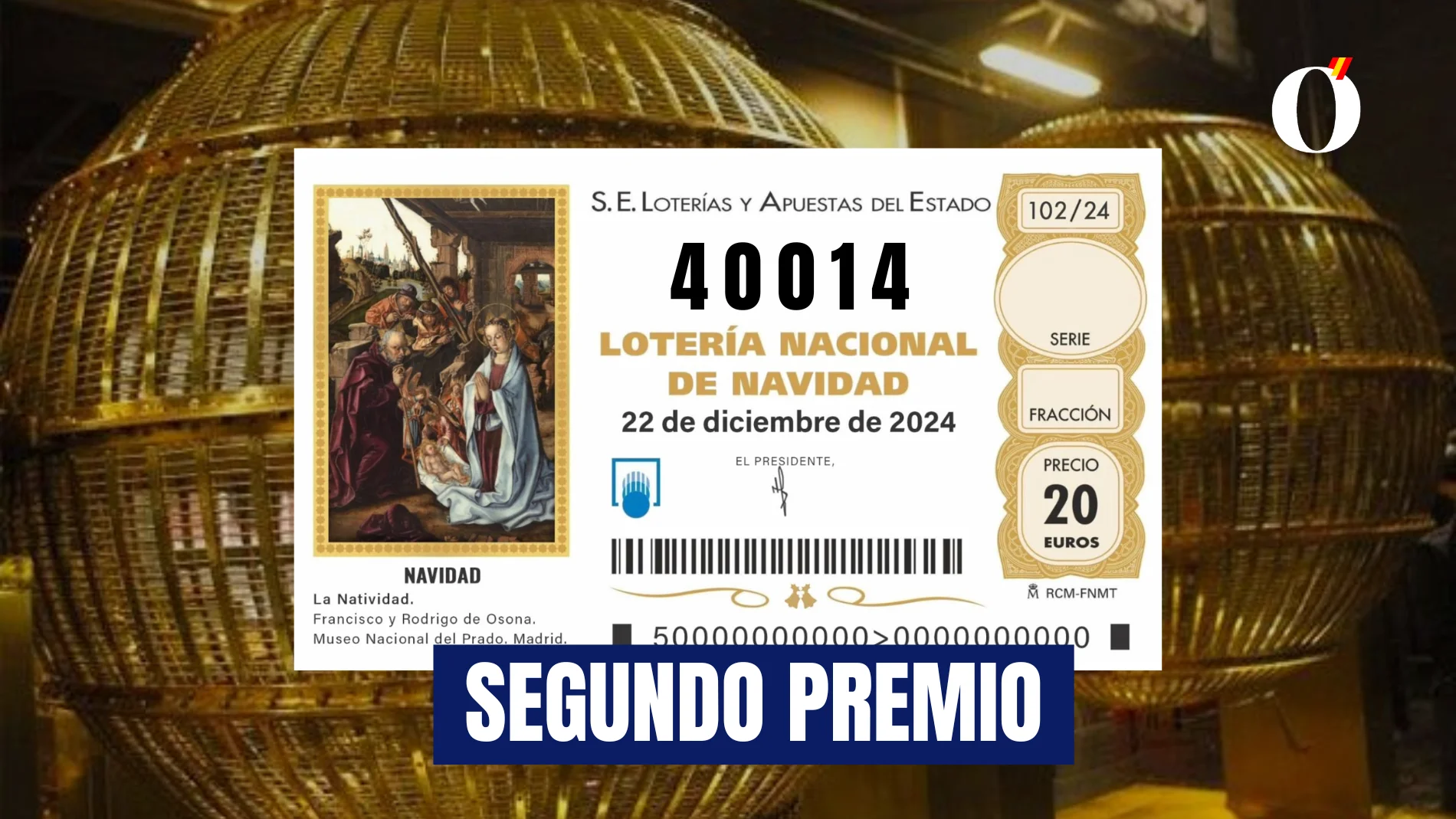 40014, segundo premio de la Lotería de Navidad 2024