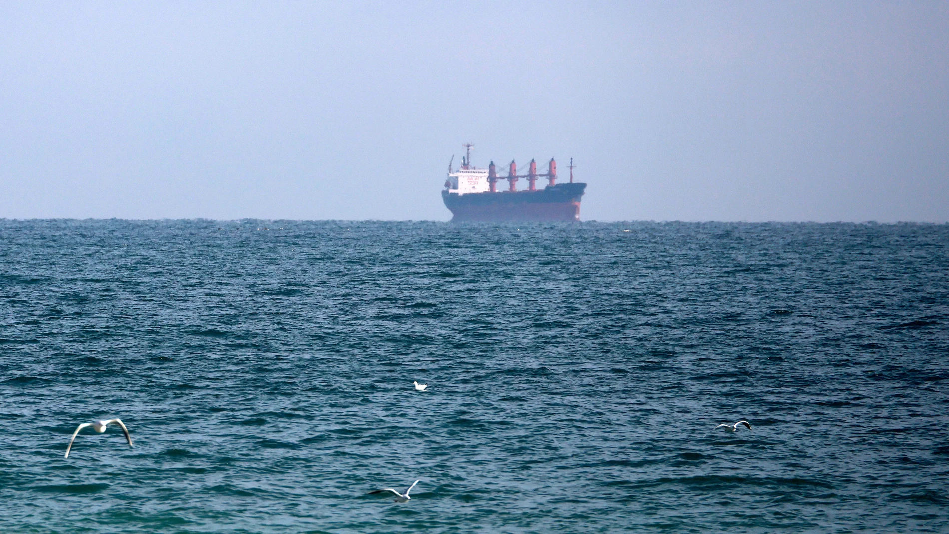 November 27, 2024, Odesa, Ukraine: ODESA, UKRAINE - NOVEMBER 27, 2024 - A ship is in the Black Sea off the coast of Odesa, southern Ukraine. Despite Russian strikes on Ukraine's port infrastructure, the Ukrainian Sea Corridor, which guarantees global food security, continues to operate. Europa Press/Contacto/Nina Liashonok 27/11/2024 ONLY FOR USE IN SPAIN