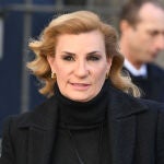 María Zurita a su llegada al funeral en memoria de Fernando Gómez-Acebo, primo de Felipe VI, este lunes en la Iglesia Catedral de las Fuerzas Armadas, en Madrid. 