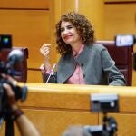 La vicepresidenta, María Jesús Montero, declara en una comisión de investigación, en el Senado. 