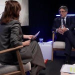 El presidente de Junts y expresidente de la Generalitat, Carles Puigdemont durante la entrevista en TV3
