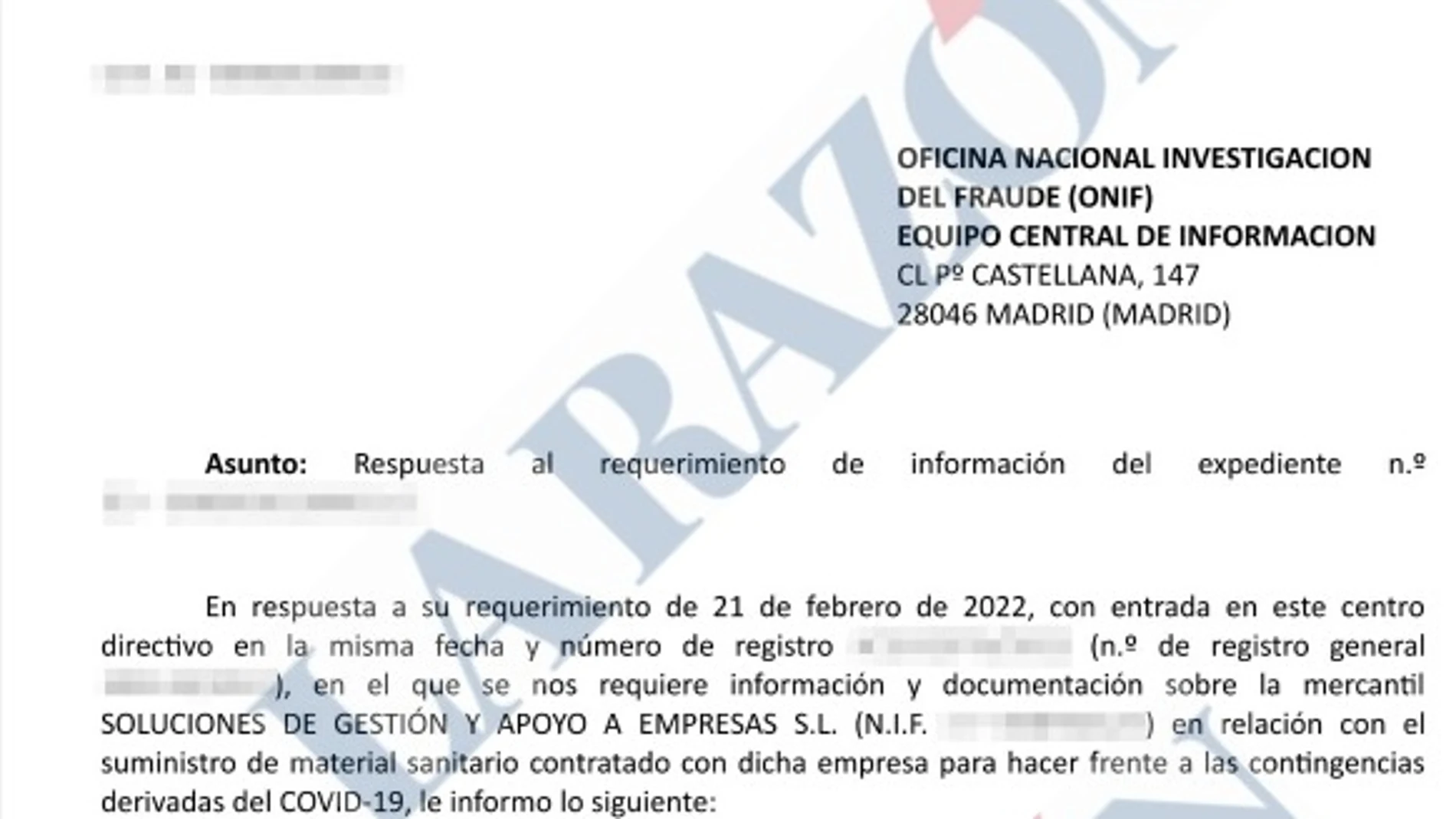 Torres reconoció a Hacienda en 2022 que la empresa del "caso Koldo" les vendió 837.800 mascarillas "fake"