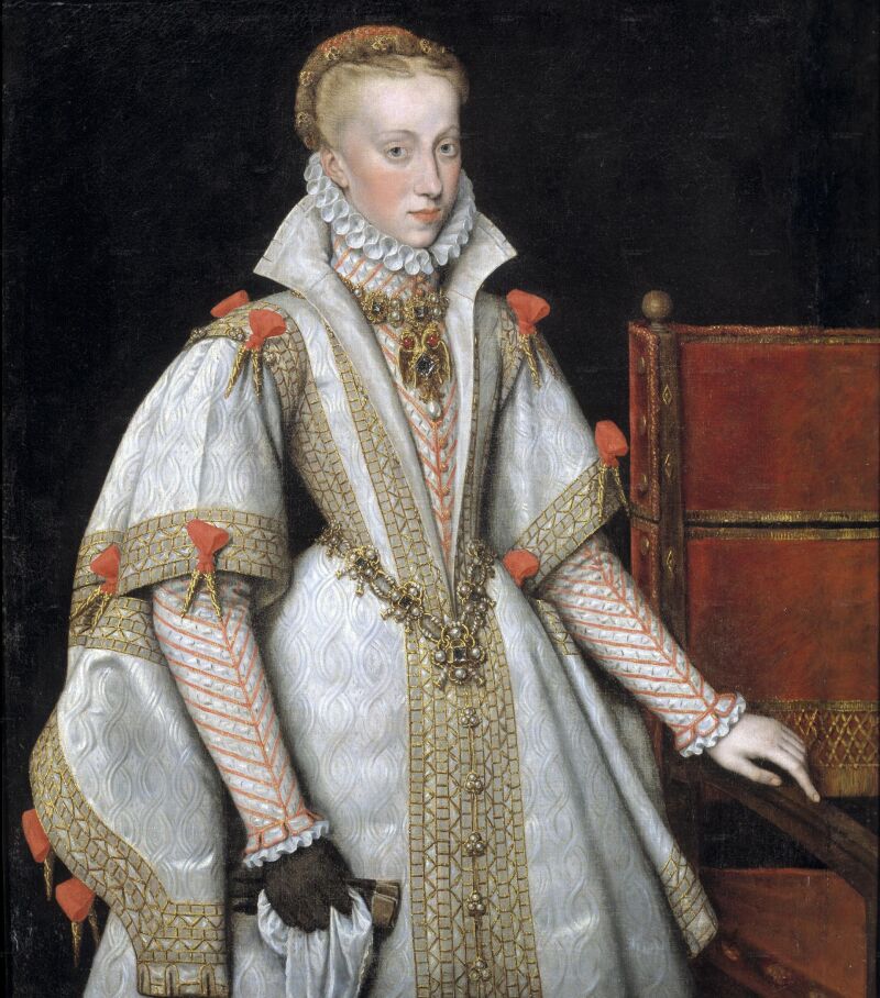 Ana de Austria, con la joya, en un retrato de Bartolomé González y Serrano