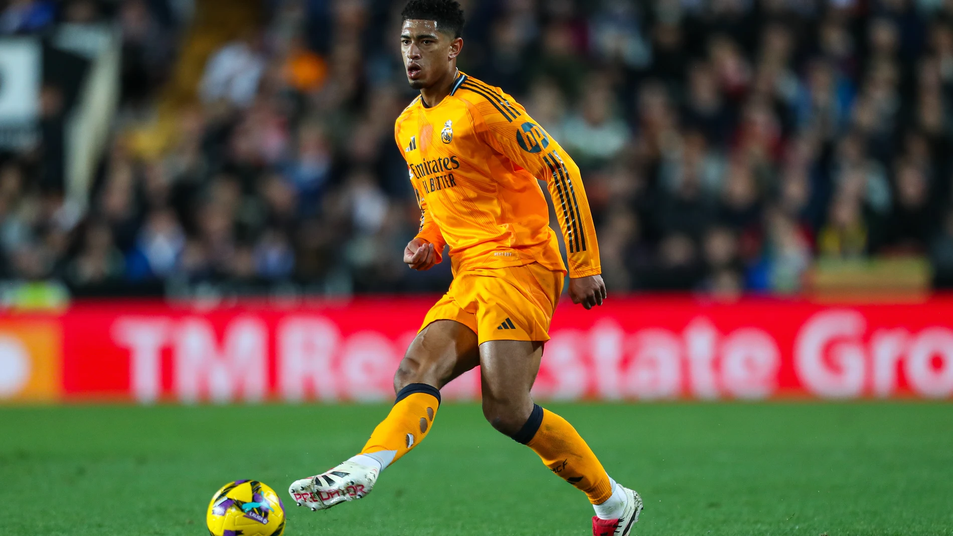 Jude Bellingham of Real Madrid in action during the Spanish league, La Liga EA Sports, football match played between Valencia CF and Real Madrid at Mestalla stadium on January 3, 2025, in Valencia, Spain. AFP7 03/01/2025 ONLY FOR USE IN SPAIN
