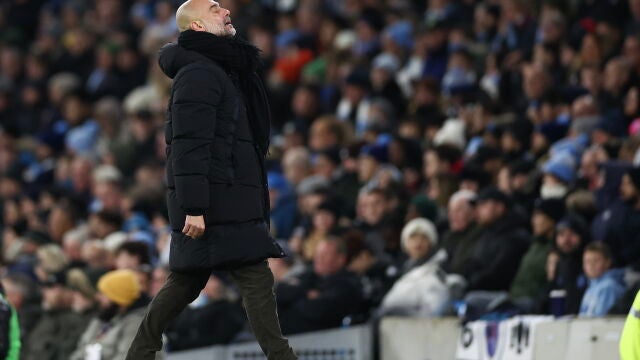 Pep Guardiola, durante el partido ante el West Ham