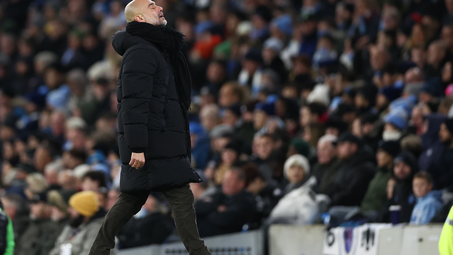 Pep Guardiola, durante el partido ante el West Ham