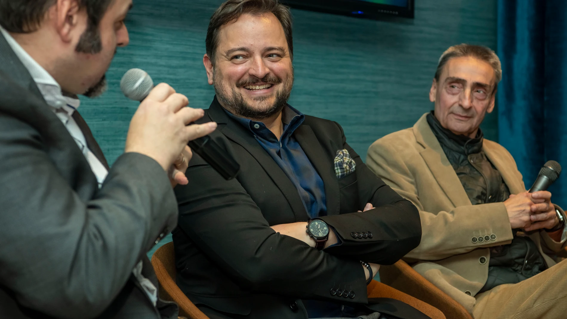 David Felipe Arranz, en el centro, flanqueado por Martin Llade y Juan Ignacio Ocaña