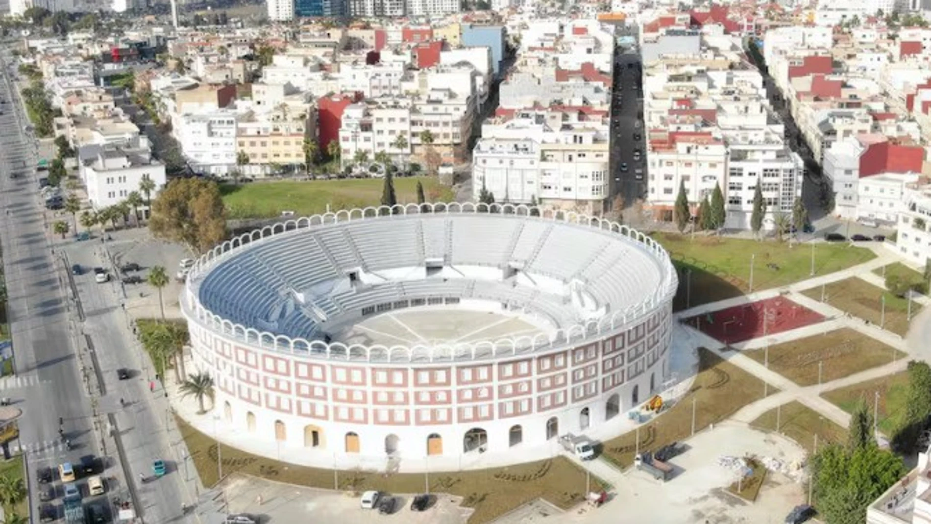 Vista aérea de la plaza de toros rehabilitada