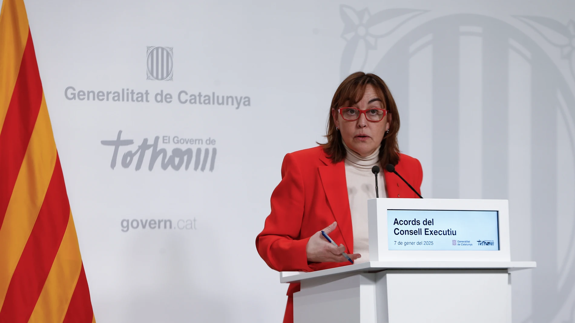 GRAFCAT2415 BARCELONA 07/01/2025.- La consellera y portavoz del Govern, Sílvia Paneque, informó hoy en rueda de prensa de los acuerdos adoptados por el Consell Executiu tras mantener su reunión semanal. EFE/ Quique García
