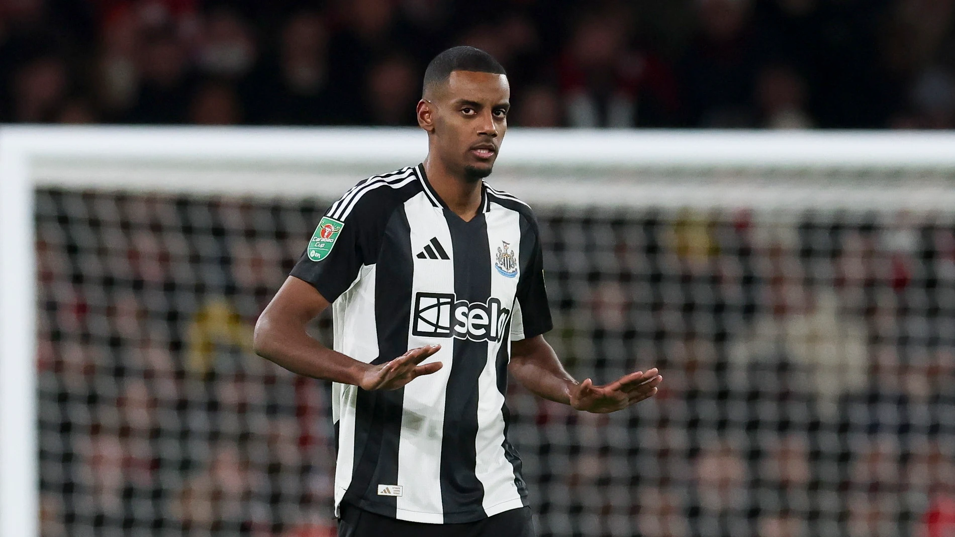 London (United Kingdom), 07/01/2025.- Alexander Isak of Newcastle celebrates scoring the 0-1 goal during the EFL Cup semi-finals match between Arsenal FC and Newcastle United, in London, Britain, 07 January 2025. (Reino Unido, Londres) EFE/EPA/ANDY RAIN