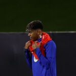 Lamine Yamal, en el último entrenamiento antes de la Supercopa de España