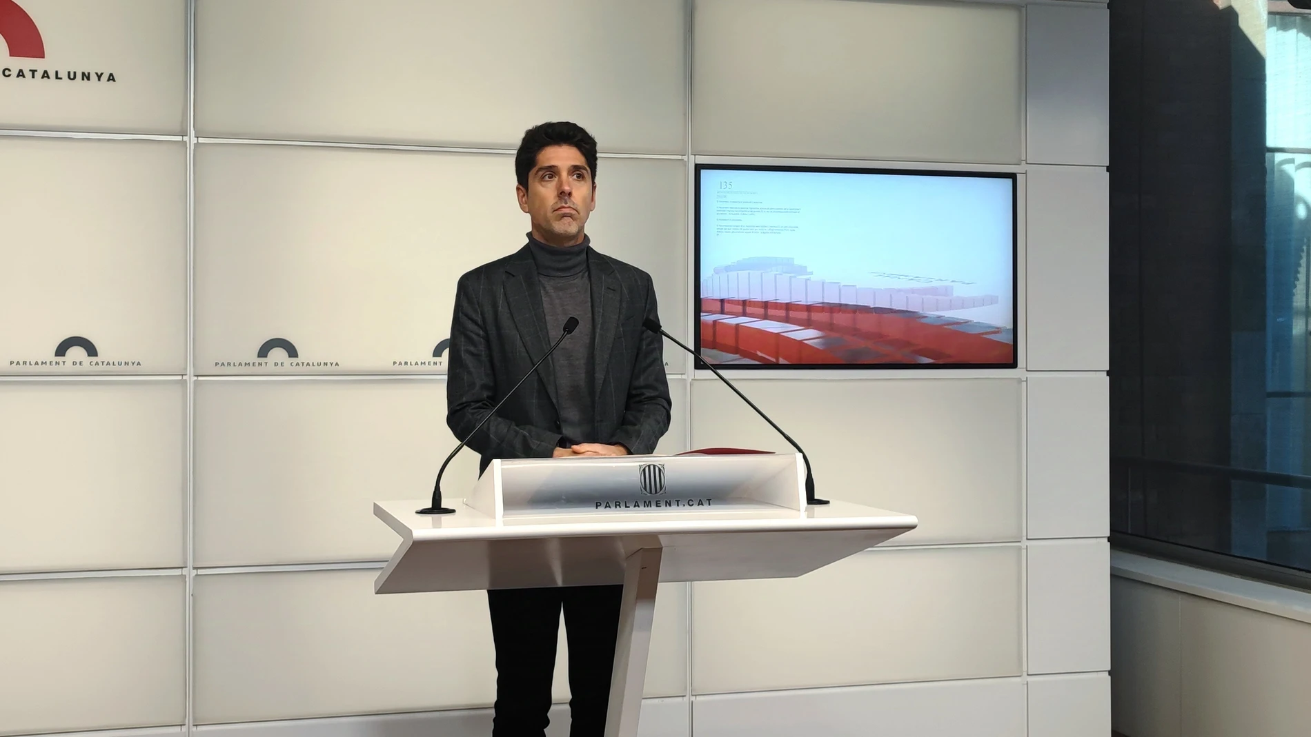 El portavoz de los Comuns en el Parlament, David Cid, en una rueda de prensa en la Cámara catalana, a 7 de enero de 2024, en Barcelona (Catalunya) EUROPA PRESS 07/01/2025