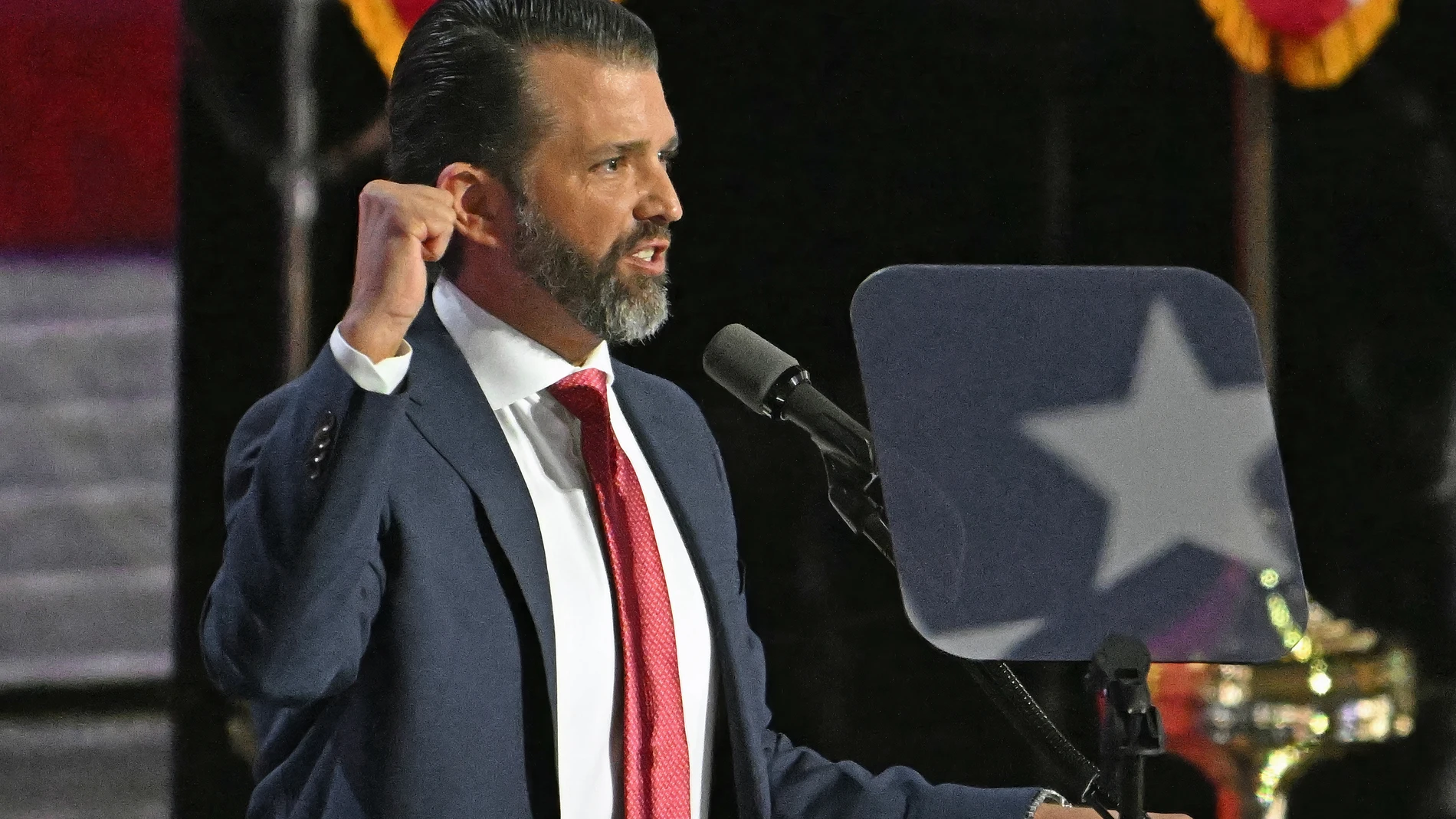 (Foto de ARCHIVO) July 17, 2024, Milwaukee, Wisconsin, USA: Donald Trump Jr., executive vice president of development and acquisitions for Trump Organization Inc., speaks during the Republican National Convention (RNC) at the Fiserv Forum Europa Press/Contacto/Mark Reinstein 17/07/2024 ONLY FOR USE IN SPAIN