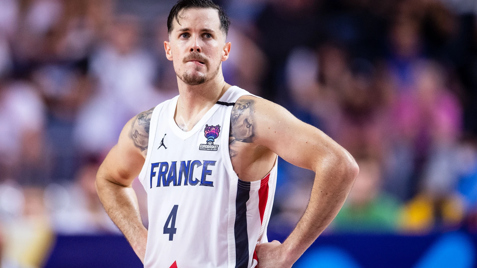 (Foto de ARCHIVO) FILED - 07 September 2022, North Rhine-Westphalia, Cologne: France's Thomas Heurtel reacts during the European Championship Group B basketball match between France an at the Lanxess Arena. Photo: Marius Becker/dpa 07/09/2022 ONLY FOR USE IN SPAIN