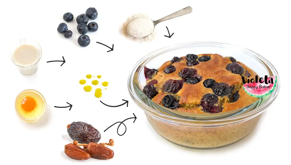 Ingredientes para preparar bizcocho con arándanos
