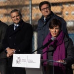 Isabel Rodríguez y Óscar López visitan las obras de una promoción de 152 viviendas en Velilla de San Antonio (Madrid)