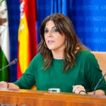 Ángeles Férriz ofrece una rueda de prensa en el Parlamento (Sevilla) 
