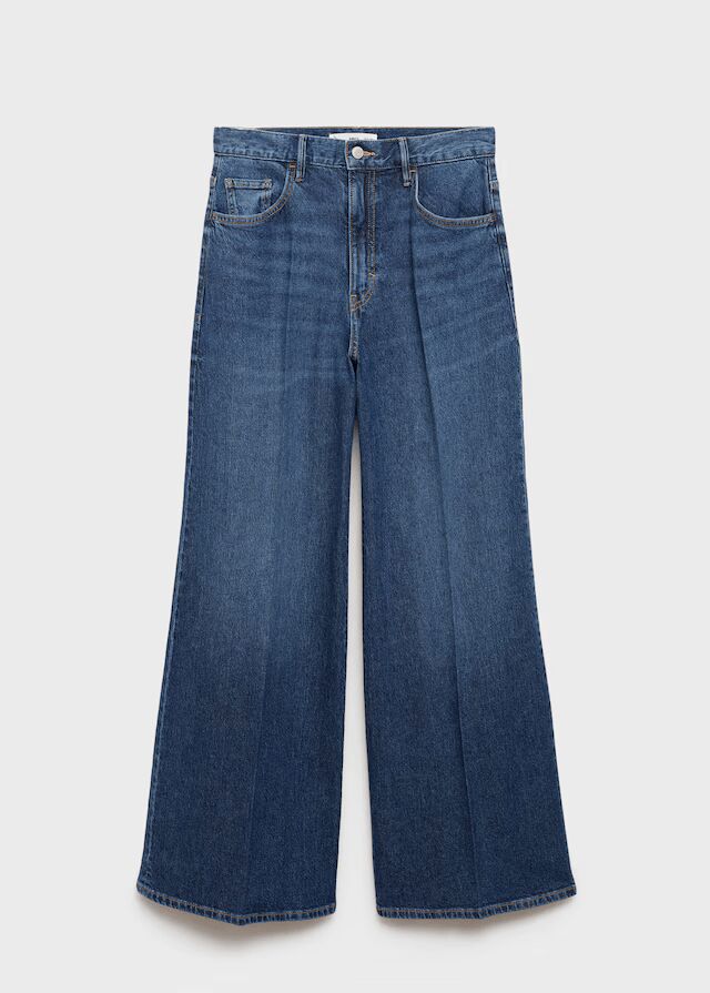 Jeans wide leg tiro alto