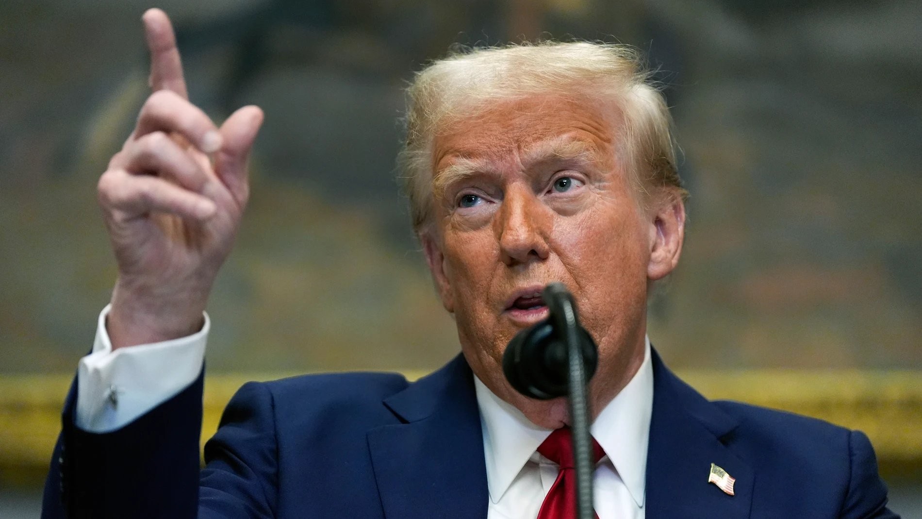 FILE - President Donald Trump speaks in the Roosevelt Room of the White House, Tuesday, Jan. 21, 2025, in Washington. (AP Photo/Julia Demaree Nikhinson, File)