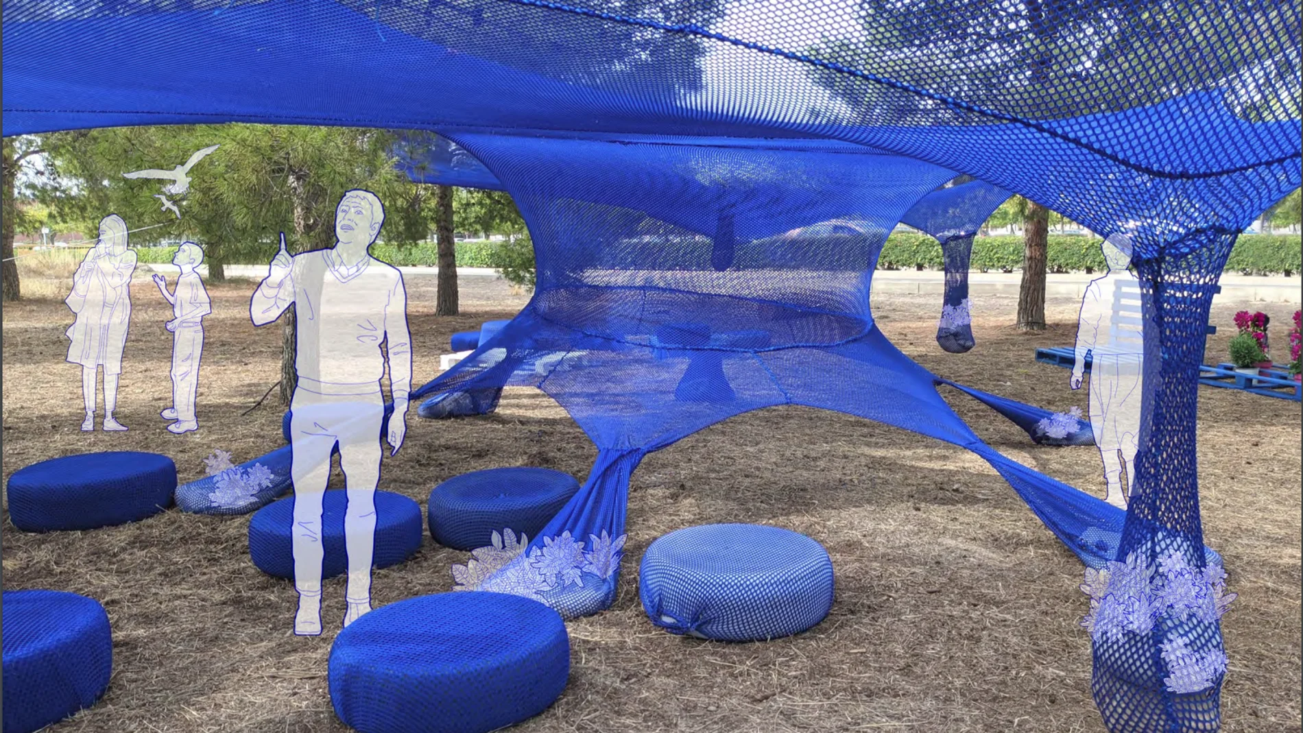 Imagen de "Gaia Student Tree", el un aula al aire libre de la Universidad de Alicante que ha recibido un premio Emporia de innovación en arquitectura efímera