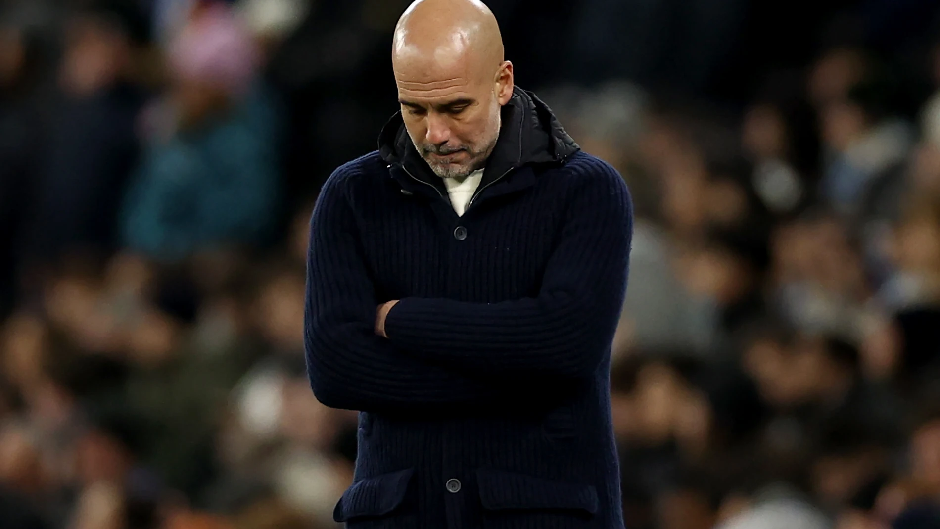 Manchester (United Kingdom), 29/01/2025.- Manchester City manager Pep Guardiola stands on the touchline during the UEFA Champions League match between Manchester City and Club Brugge in Manchester, Britain, 29 January 2025. (Liga de Campeones, Reino Unido) EFE/EPA/ADAM VAUGHAN