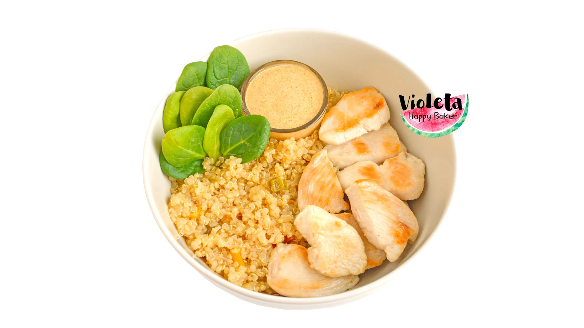 Cuenco de quinoa con pollo y salsa de curry