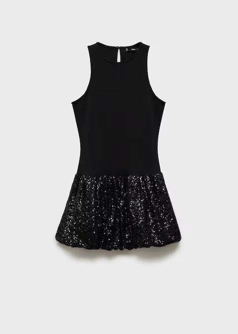 Vestido falda globo lentejuelas