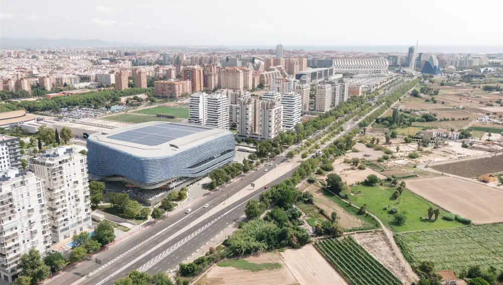 Imagen del Roig Arena desde el aire