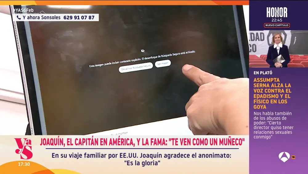 Sonsoles Ónega se sorprende al ver la foto de Joaquín desnudo con la Copa del Rey