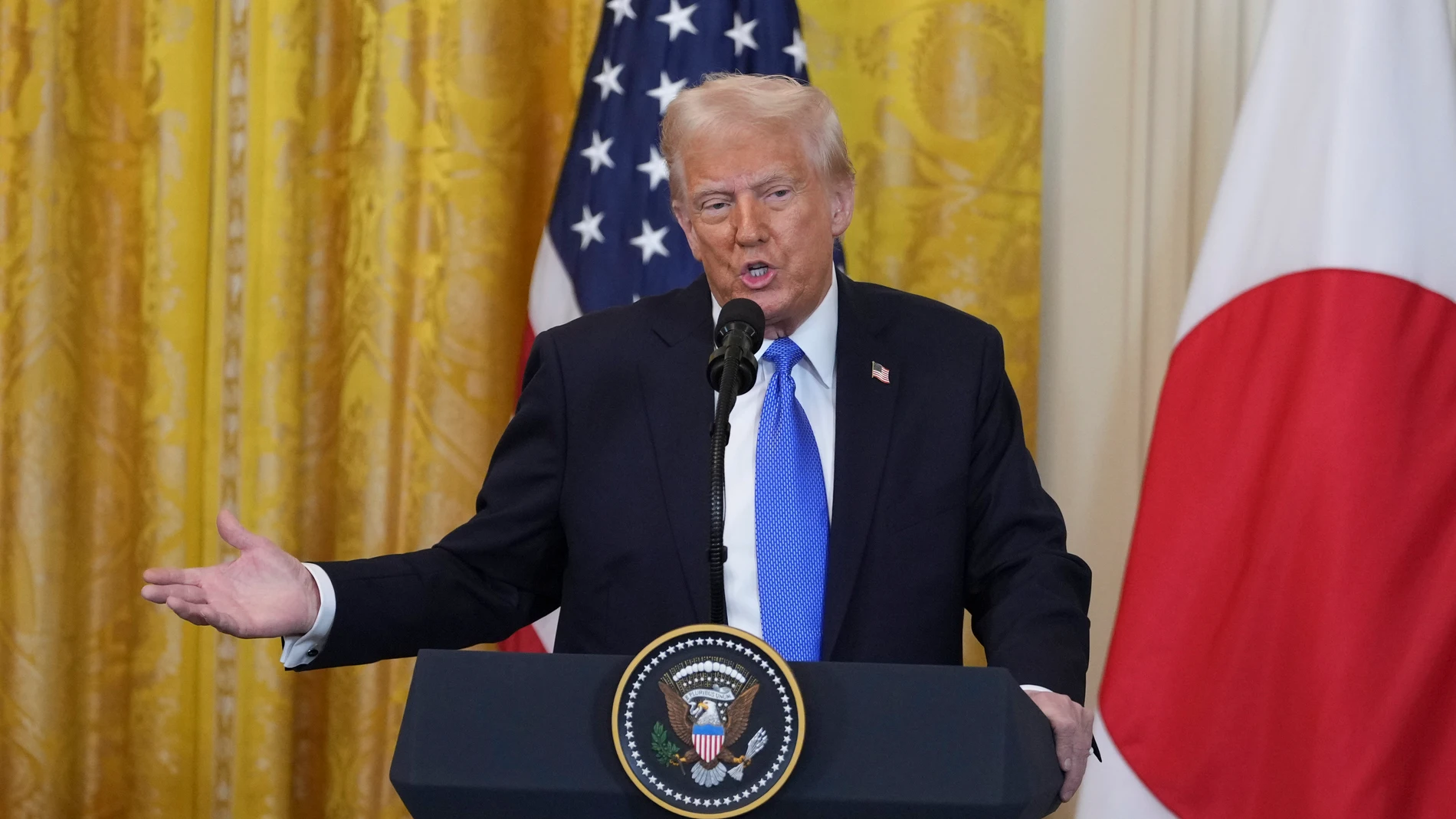February 7, 2025, Washington, District Of Columbia, USA: United States President Donald J Trump participates in a news conference with Prime Minister of Japan, Shigeru Ishiba at the White House in Washington, DC, February 7, 2025 Europa Press/Contacto/Chris Kleponis 07/02/2025 ONLY FOR USE IN SPAIN