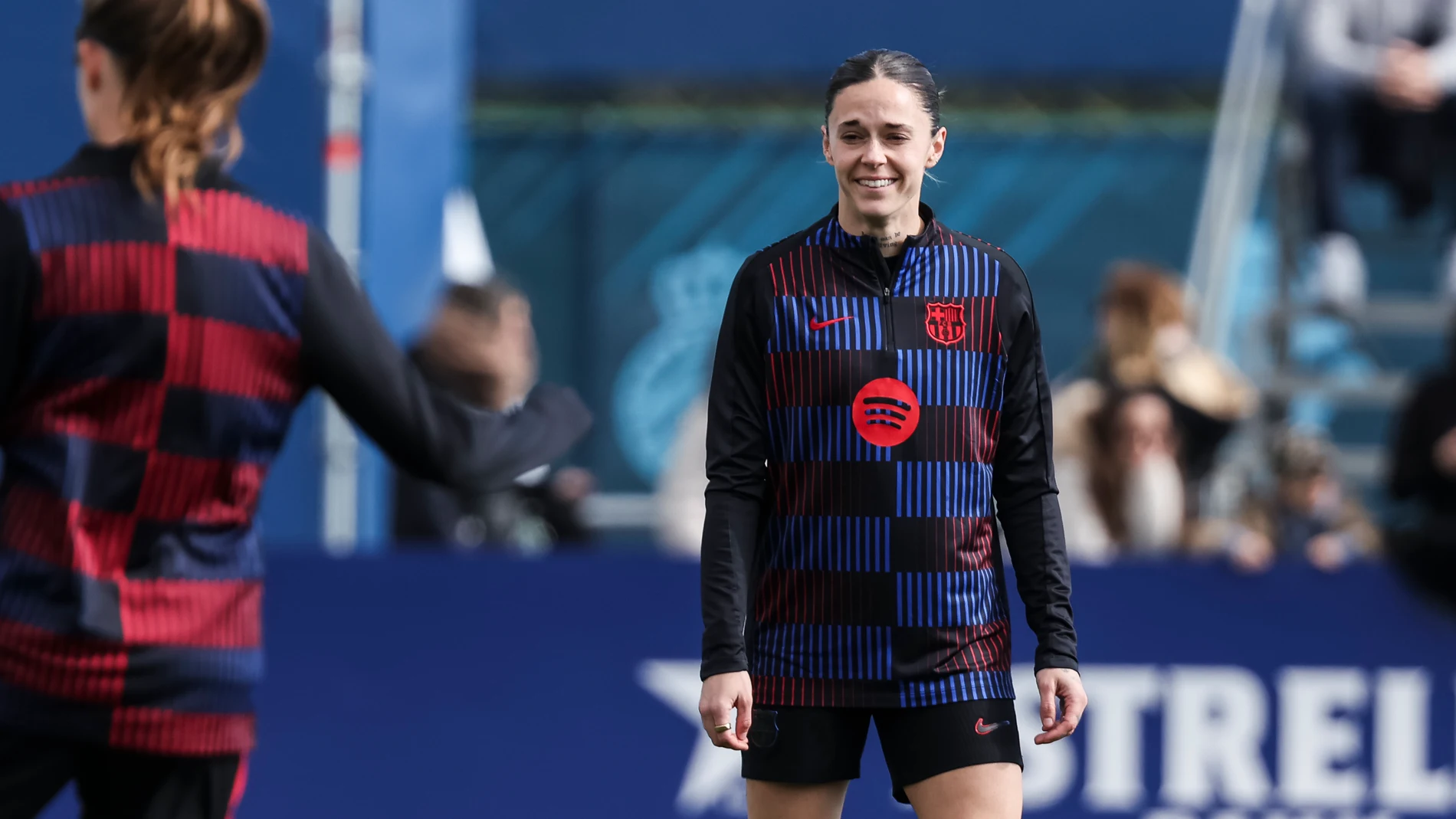 Mapi Leon of FC Barcelona Femenino gestures during the Spanish Women league, Liga F, football match played between RCD Espanyol and FC Barcelona at Ciudad Deportiva Dani Jarque on February 09, 2025 in Barcelona, Spain. AFP7 09/02/2025 ONLY FOR USE IN SPAIN
