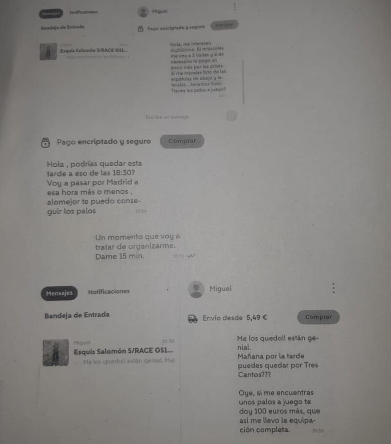 Las conversaciones por Wallapop con el presunto ladrón de la estación de esquí de Baqueira