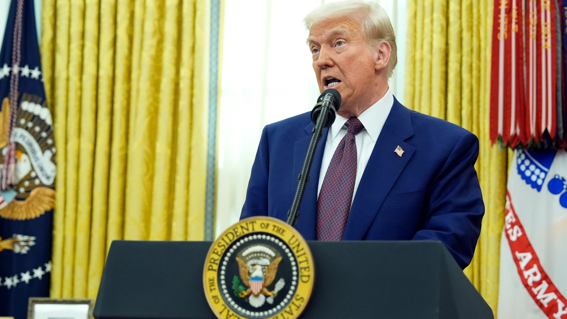 President Donald Trump speaks before Robert F. Kennedy Jr., is sworn in as Health and Human Services Secretary in the Oval Office at the White House, Thursday, Feb. 13, 2025, in Washington. (Photo/Alex Brandon)