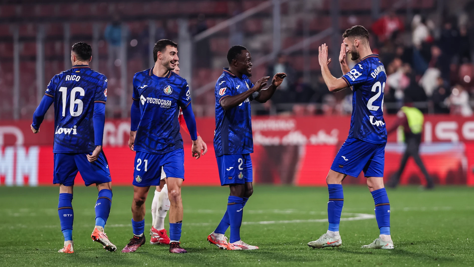 Dakonam Djene of Getafe CF celebrates the victory during the Spanish league, La Liga EA Sports, football match played between Girona FC and Getafe CF at Estadio de Montilivi on February 14, 2025 in Girona, Spain. AFP7 14/02/2025 ONLY FOR USE IN SPAIN