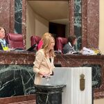 La consejera de Empresa, Empleo y Economía Social, Marisa López Aragón, durante su comparecencia de hoy en la Asamblea Regional