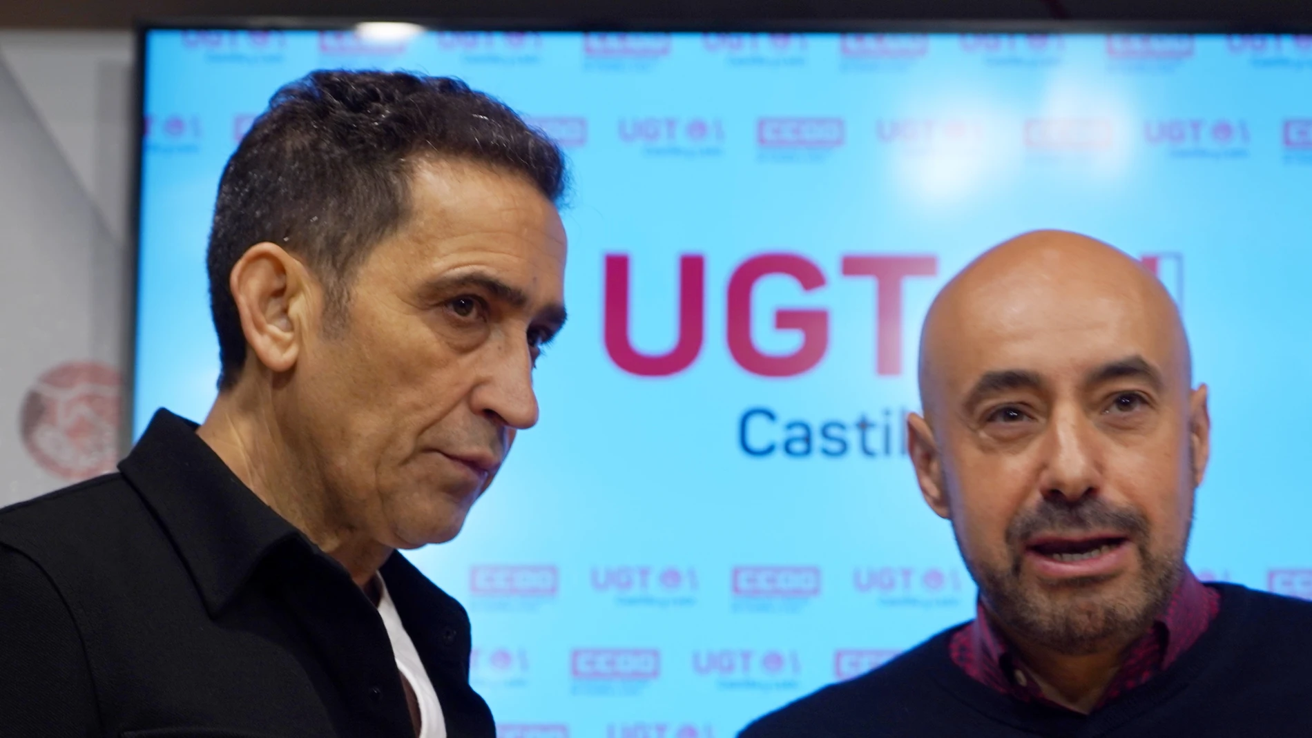 Los secretarios generales de UGT y CCOO en Castilla y León, Óscar Lobo y Vicente Andrés, abordan el futuro de la unidad de acción de ambas organizaciones sindicales en la Comunidad.