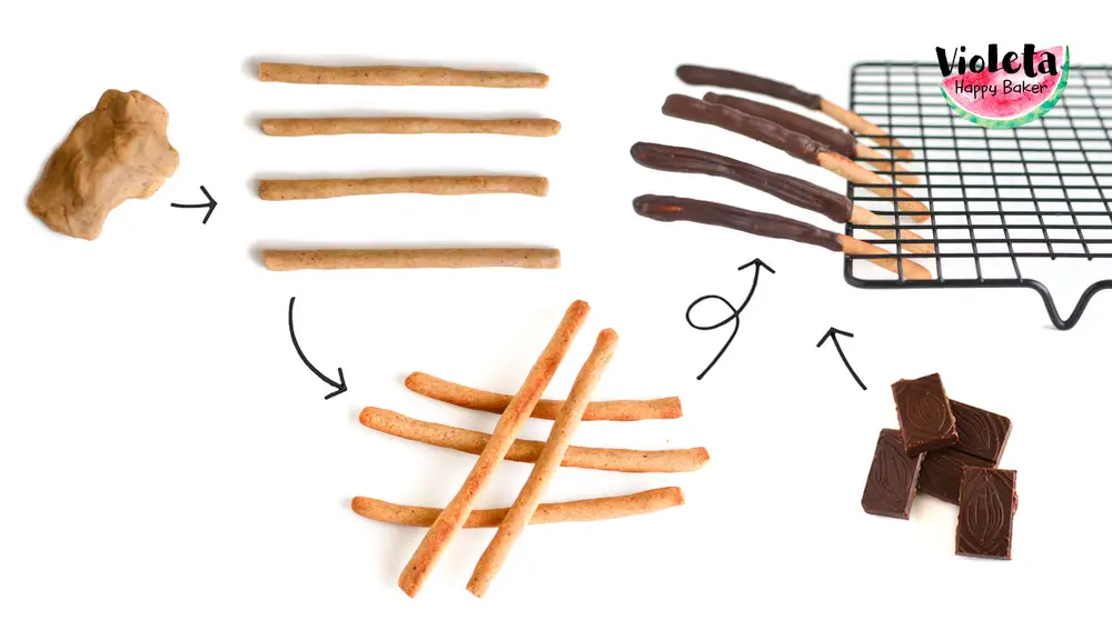 Pasos para preparar palitos de galleta