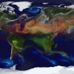 Las masas de aire con polvo sahariano (color marrón) Las masas de aire con polvo sahariano (color marrón)