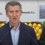 El presidente del PP, Alberto Núñez Feijóo, en Librilla junto al dirigente autonómico, Fernando López Miras